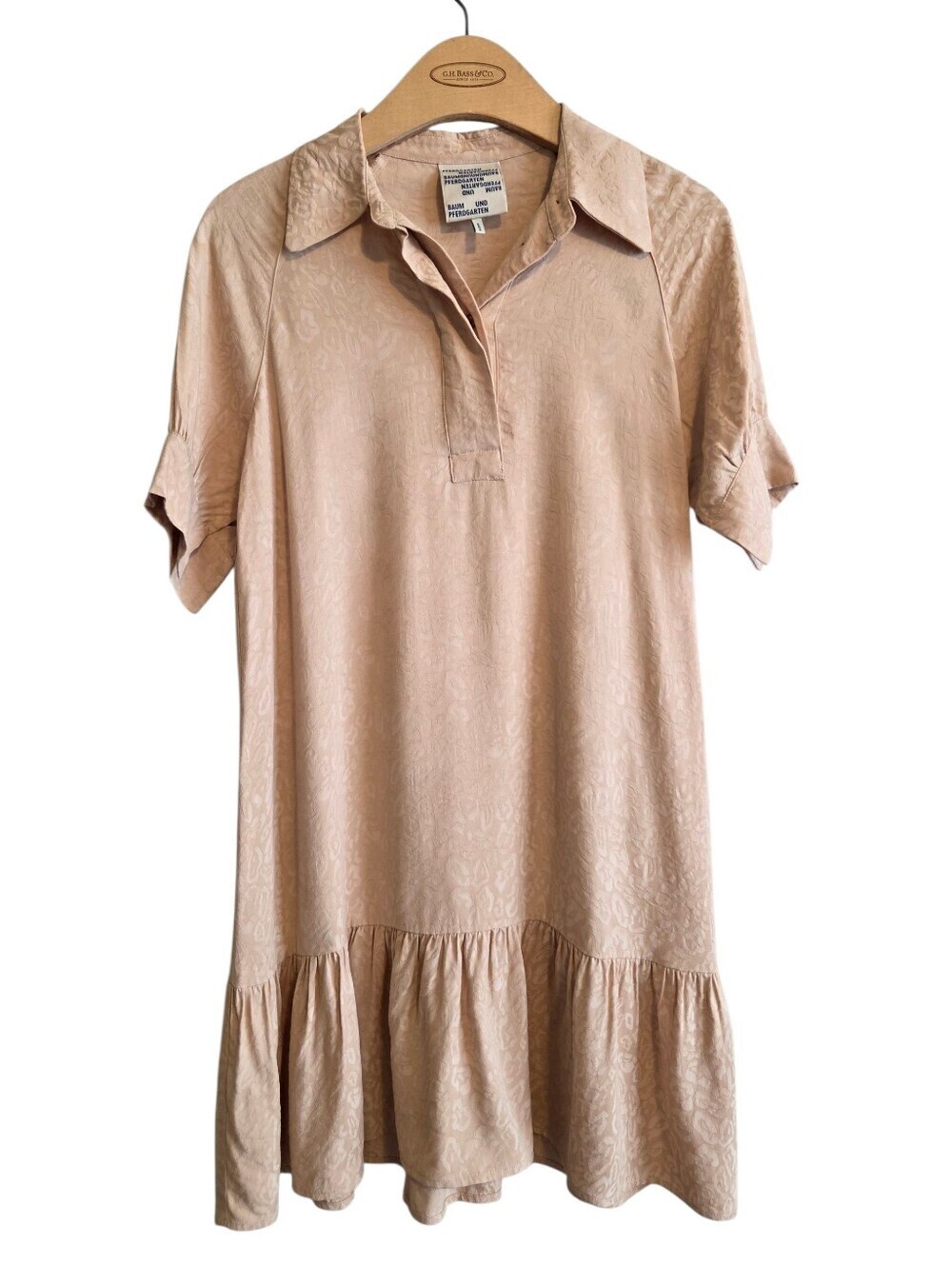 Baum Und Pferdgarten Blush Leopard Print Ruffle-Hem Mini Dress Sz 32 Casual